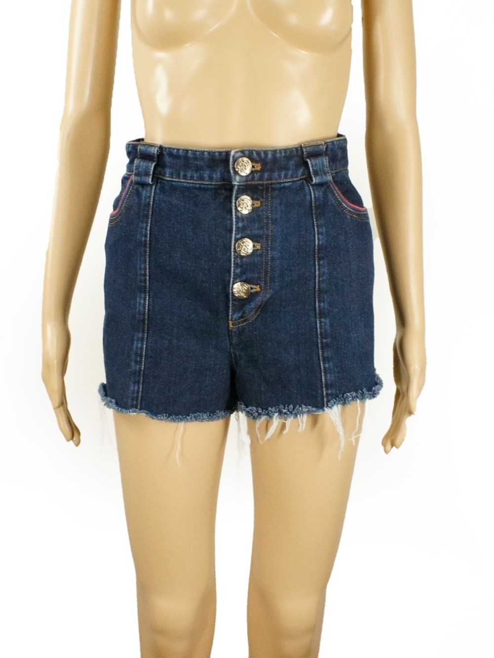 Vintage Sonia Rykiel Paris High Rise Waist Blue Denim Shorts